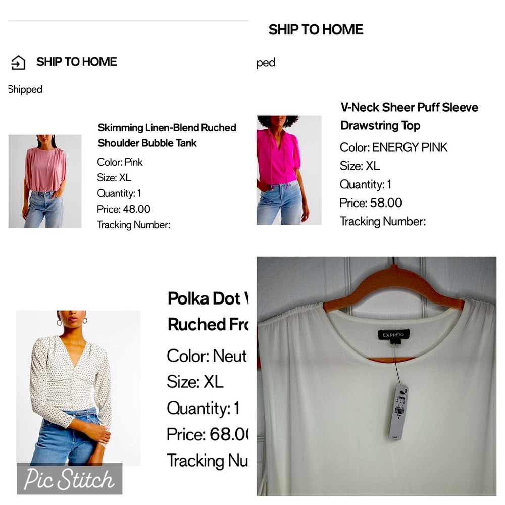 Four (4) NWT Express Blouses all XL. Fantastic deal for all.